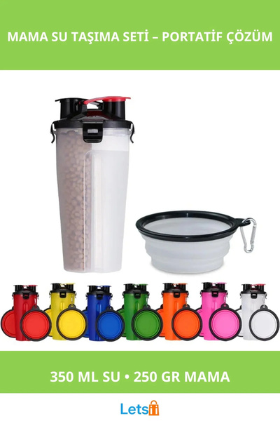 Letsii حاوية محمولة مقاومة للماء لحمل طعام الحيوانات الأليفة والماء 350 مل 25...