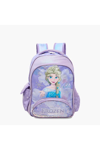 Disney حقيبة ظهر مطبوعة بطبعة فروزن مع أحزمة قابلة للتعديل وسحاب للإغلاق - 16...