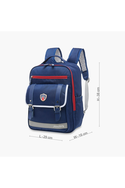 Juniors Logo Detail Backpack with Adjustable Straps and Zip Closure - 15 inches