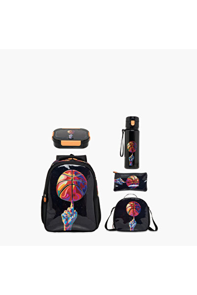 Juniors Basketball Print 5-Piece Backpack Set - 16 inches