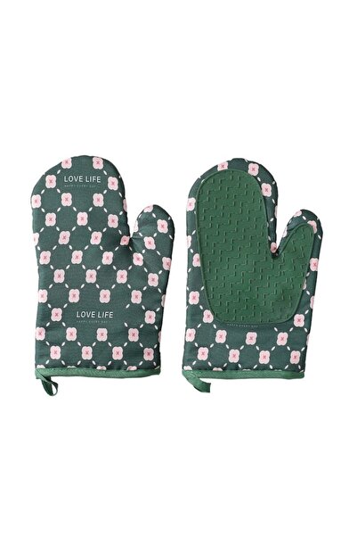 MACVI ® 2 Oven/Grill Gloves, heat resistant up to 350°C, wool lined, green.