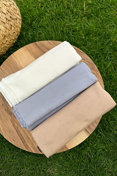 Karkan Tekstil Bambu Kıraş Şal 3'lü Set (Kırık Beyaz, Açık Gri, Bej)