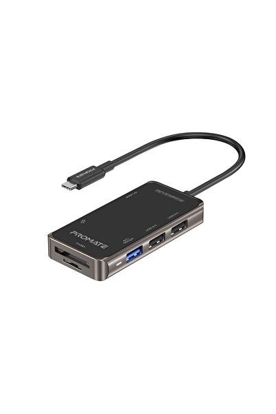 Promate PrimeHub-Lite 7-in-1 USB-C Hub with 4K HDMI, USB-C PD, SD/TF, 3x USB 3.0