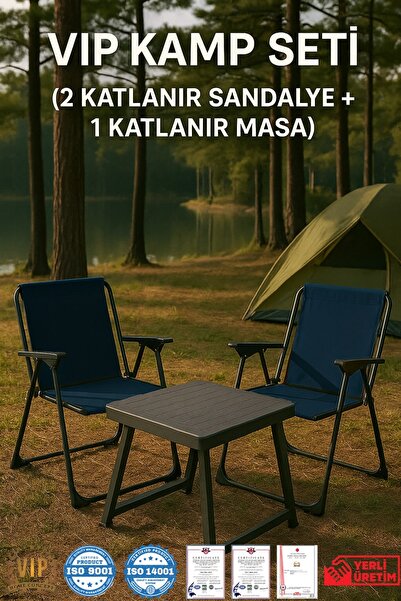 Vip Home Concept Market Ürünleri 2 Adet Kamp Sandalyesi LACİVERT VİP Katlanır...