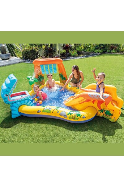 MACVI ® Kids Inflatable Pool, multicolor, with slide, interactive design, durable, easy to set up.