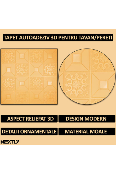 NEXTLY 3D Self-Adhesive Wall Panels Set, Waterproof & Modern Design, 70x70cm, Orange, Covers 4.9 m²
