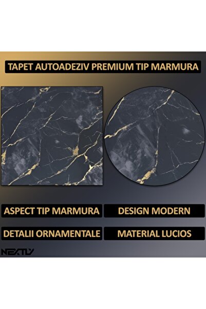 NEXTLY Tapet autoadeziv premium cu efect de marmură, impermeabil, rezistent la căldură, 60x60cm, pachet de 10