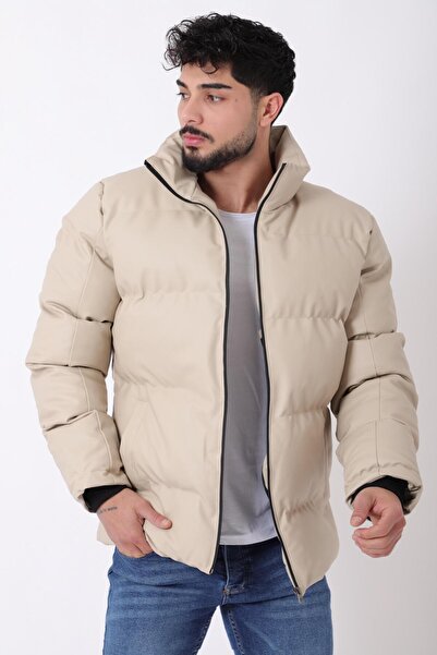 Stilkombin Συνδυασμός στυλ Φουσκωτό παλτό από συνθετικό δέρμα με φαρδιά ραφή PLDP 3020_50482