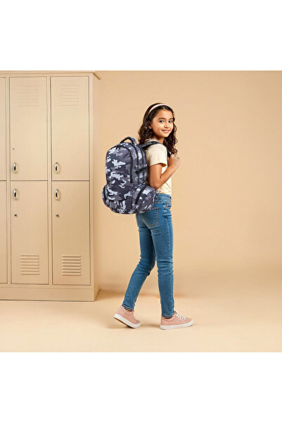 Juniors Camo Print Backpack with Adjustable Straps and Zip Closure - 18 inches