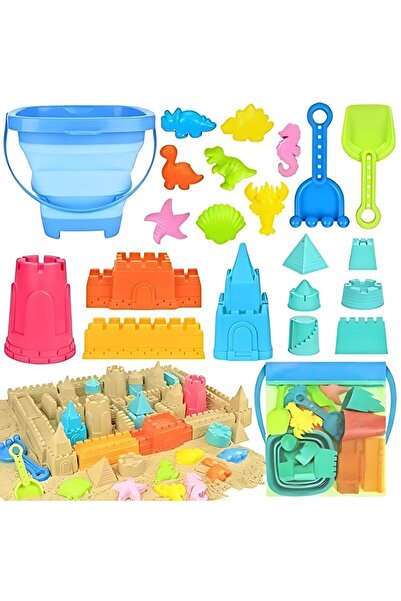 MACVI ® 22-Piece Kids Beach Toy Set, colorful, durable ABS, bucket, shovels & sand molds.