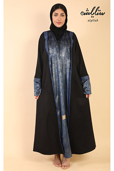 Stylish عبايه شتوي شامواه لف باللون الاسود