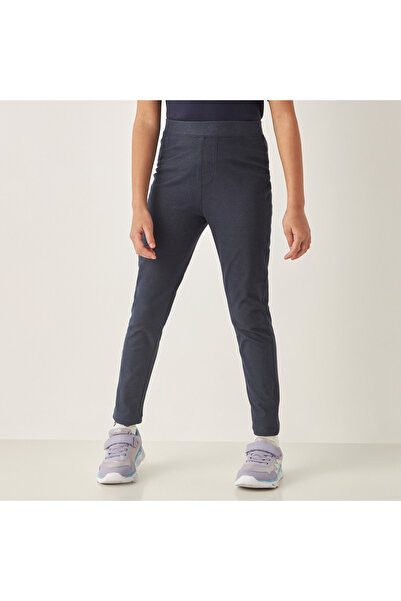 Juniors Solid Denim Jeggings with Elasticated Waistband