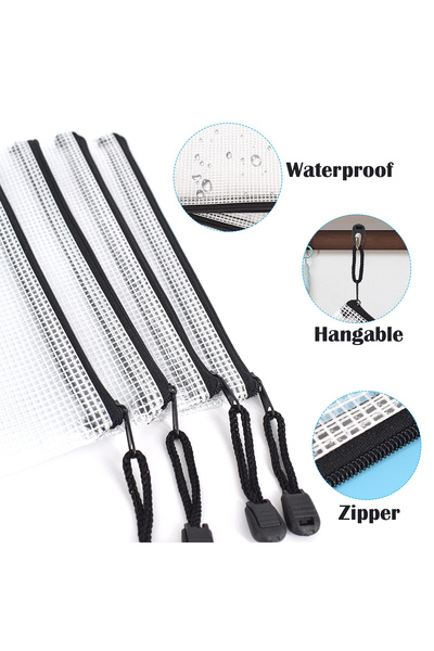 Blythornix A3 Size File Folders with Zipper, Plastic Mesh Bag Organizer with Zip, Pouch Document Paper Storage