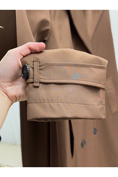 BENAHOLL Μακρύ παλτό με κορδόνια με κουμπιά Doresia-ZŞ6003 Σκούρο καφέ