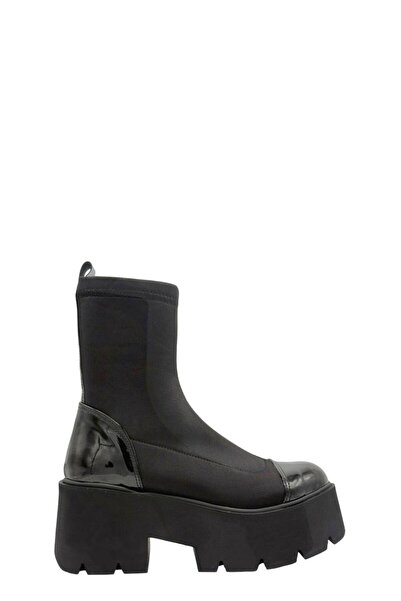 Moulin Shoes Siyah Dalgıç Kumaş Yüksek Taban Dalgıç Kumaş Kadın Bot