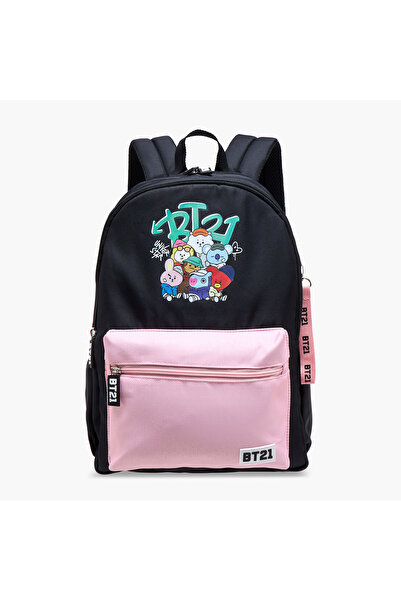 Sonic BT21 Print Backpack with Adjustable Straps and Zip Closure - 18 inches