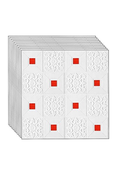 NEXTLY Panouri de tapet 3D autoadezive impermeabile, pachet de 30, acoperire 14,7 mp, design modern alb-roșu