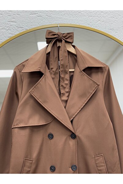 BENAHOLL Μακρύ παλτό με κορδόνια με κουμπιά Doresia-ZŞ6003 Σκούρο καφέ