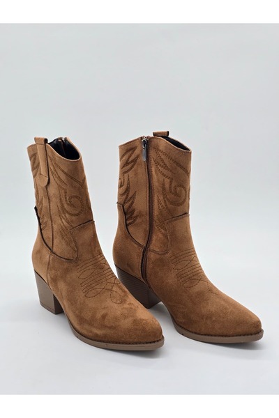 Luvesta Shoes Western Kovboy Bot Süet Taba