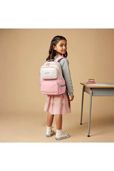 Juniors Logo Detail Backpack with Adjustable Straps and Zip Closure - 15 inches