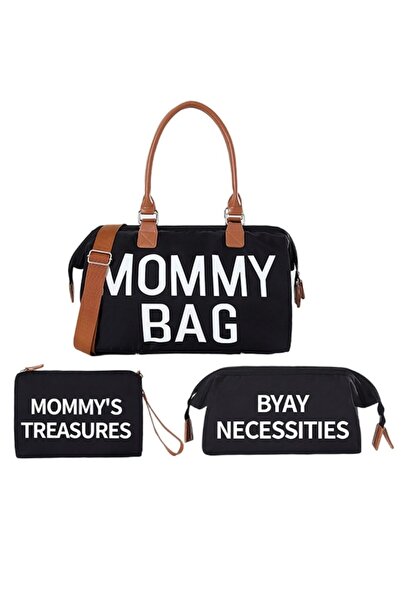 MACVI ® Mommy Bag with 2 pouches, multiple compartments, ideal for maternity & travel, black.