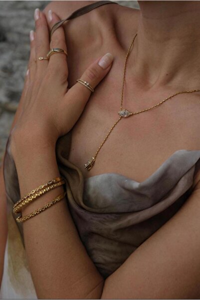 haslet Çelik Taşlı Ayarlanabilir Y Kolye