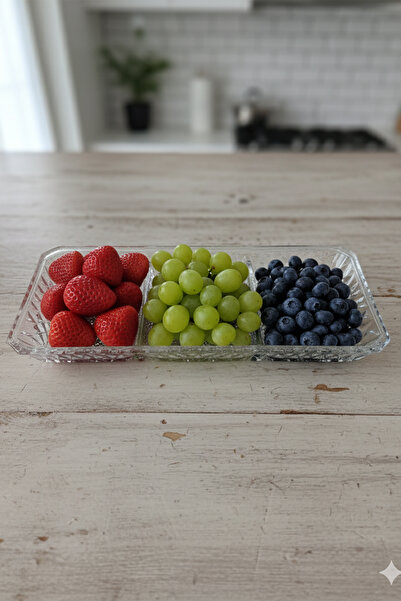 Home Ravena Glass 3-Compartment Presentation and Serving Plate 29.5×13.5 cm