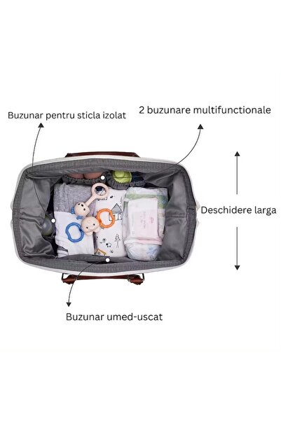 MACVI ® Mommy Bag with 2 pouches, multiple compartments, ideal for maternity & travel, black.