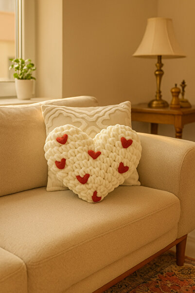 NURDAY Özel Günlere Özel Kalp Desenli Yastık-Kalp Şeklinde Romantik Dekoratif...