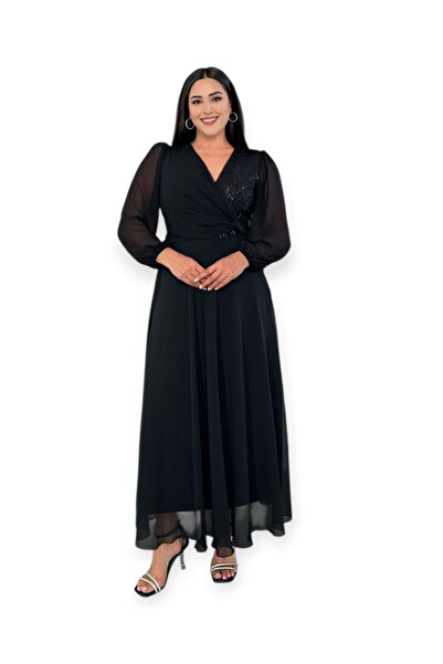 rotop Μακρύ φόρεμα, Karina, μαύρο χρώμα, κομψό μοντέλο