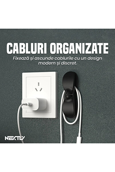 NEXTLY 5-Pack Flexible Cable Organizer with Adhesive Mount, Black, 103x28x30mm