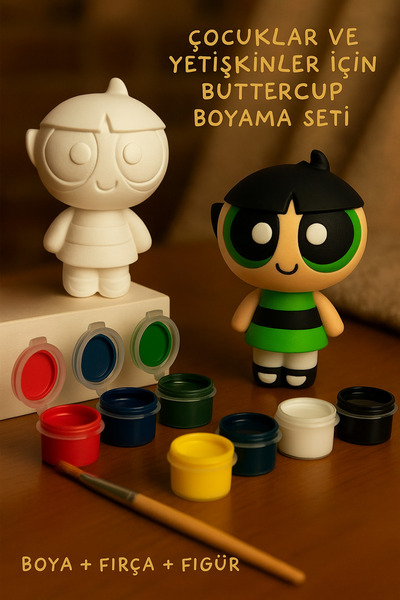 hatish Buttercup Powerpuff Girls Boyama Seti – Fırça ve Boyalar Dahil, Çocuk ...