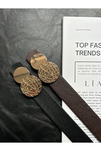 LİA KEMER حزام نسائي ذهبي اللون من أكسل، حزام خصر، حزام للسترة، حزام للملابس، حزام للبنطلون، عبوة من قطعتين