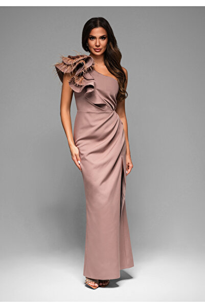 OMBRE Večerní šaty LA-OM-DLR005 Regular Fit cappuccino