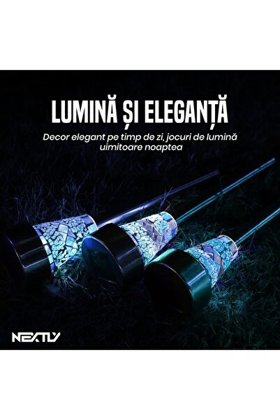 NEXTLY Mosaic Solar Garden Stake Lights, Waterproof, Light Sensor, Blue, Set of 6, 39cm