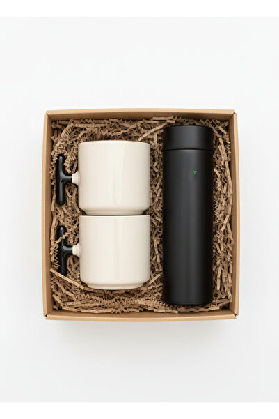 PRİNTOPİA DESİGN Şık İkili Seramik Bardak LED Isı Göstergeli Akıllı Termos He...
