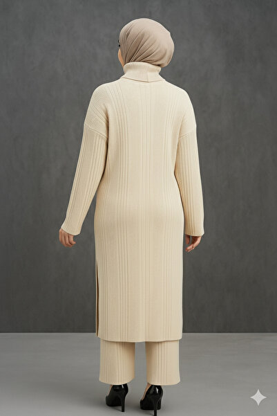 Sonbaharmoda Women's Two-Piece Knitwear Set |   High-Necked Long Tunic & Pants Set |   High Quality