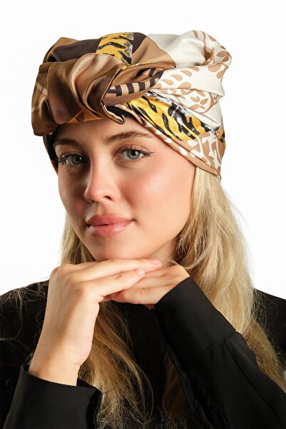 HÜRREMBONE SARAYDAN GELEN GÜZELLİK حجاب فوري عملي بلون القهوة مع نمط حريري 24...