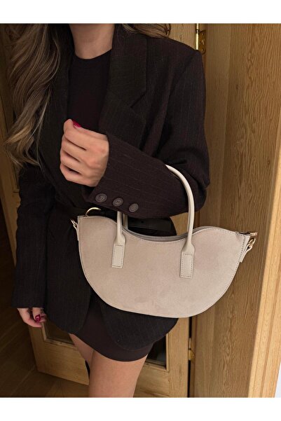 Tina İstanbul حقيبة يد وكتف بيضاوية الشكل من جلد النوبوك مع سحاب للإغلاق، لون...