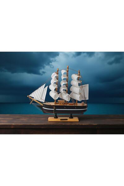 e-life shop Dekoratif Ahşap El Yapımı Yelkenli Gemi Maketi Masaüstü Biblo Ev ...