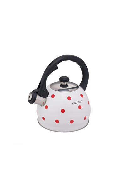 Kinghoff Ceainic tradițional cu fluier, fabricat din otel inoxidabil, 2 litri, 16.5-23 cm, alb, Klausberg