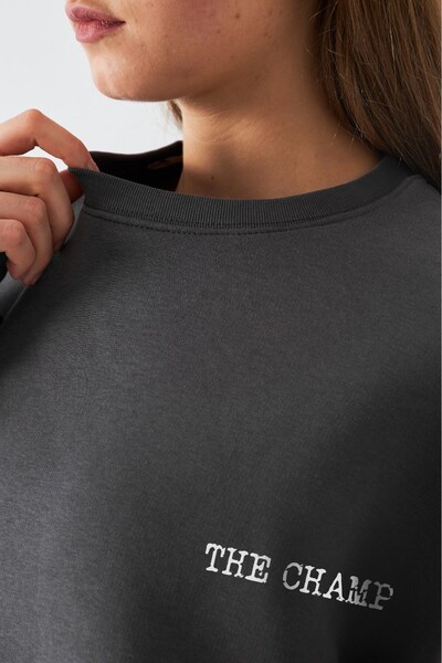 The Champ Clothing Γυναικείο φούτερ oversized Paris Coffee Journal με τύπωμα Smoked – Crew Neck, 3 Thread Ş επένδυση fleece Fleece