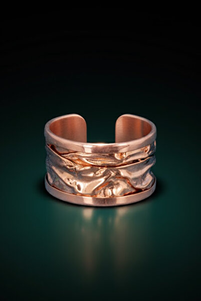 OSMANLI GÜMÜŞ Women's Copper Ring - Beige Autumn Sparkle Model Copper Women's Pendant Ring