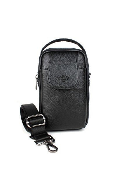 deri,se club Men's Black Multi-Compartment Hand and Shoulder Bag with Flap