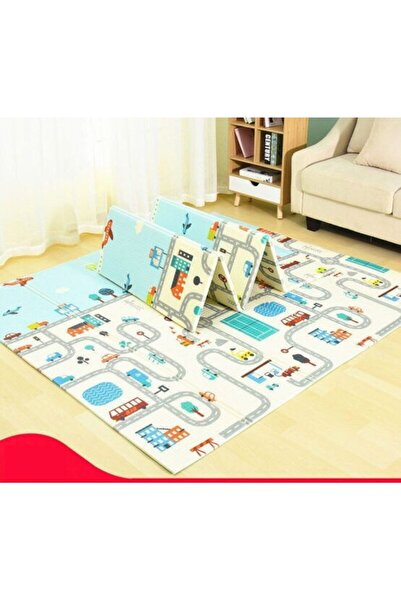 MACVI ® foldable baby play mat, 200×150 cm, double-sided, road & forest theme, soft