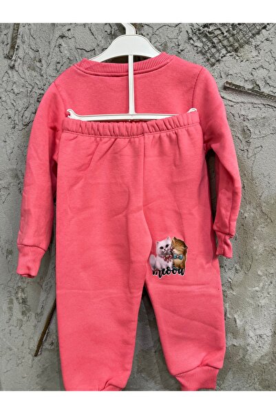 Beybisi Girl's 3-Thread Fleece-Lined Printed Tracksuit Pajama Set