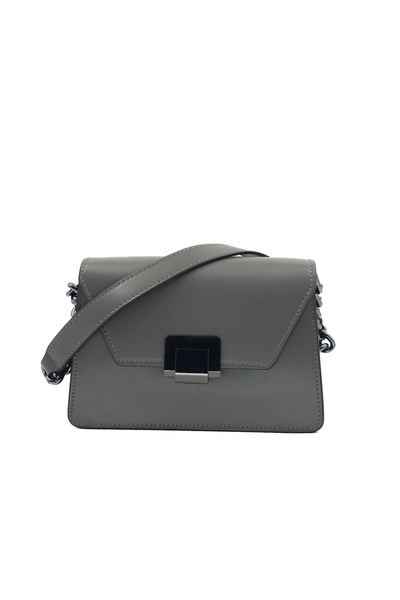 Posete Fagaras Emilia Leather Purse - Grey, 3 Compartments, 2 Pockets, 2 Straps