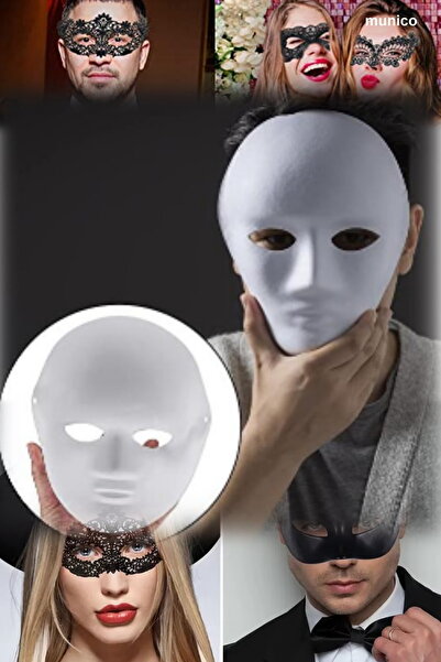 Munico Boyanabilir Beyaz Maske Fantezi Lastik Aparatlı | Kostüm Partileri ve ...