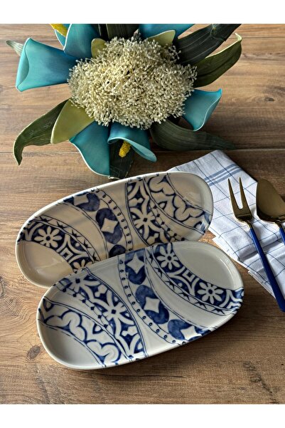 Meri Ev Gereçleri Gi̇no Porcelain Oval Presentation Plate Set of 2