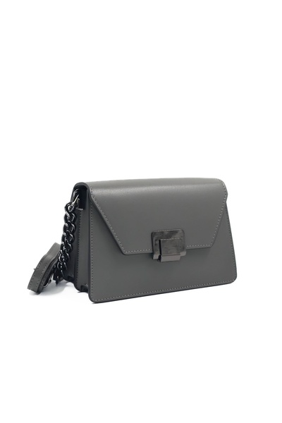 Posete Fagaras Emilia Leather Purse - Grey, 3 Compartments, 2 Pockets, 2 Straps